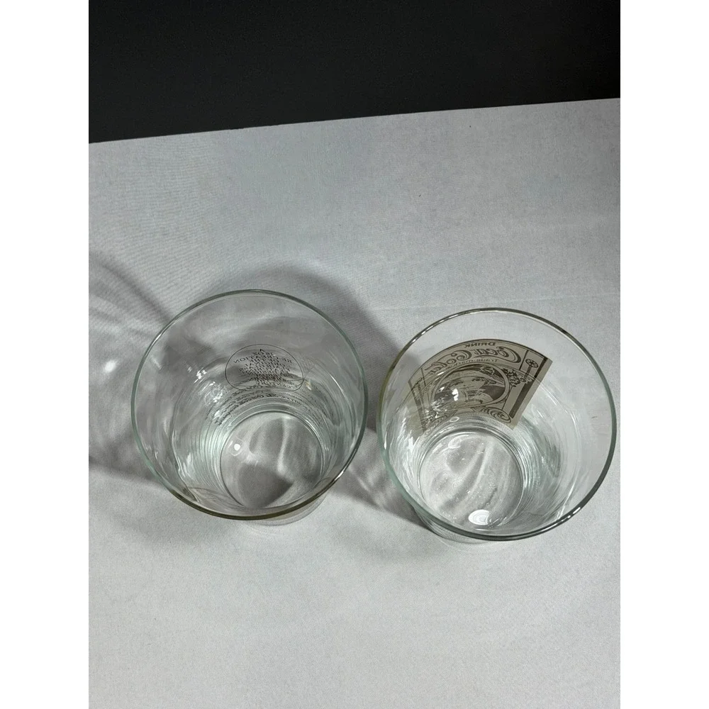 Coca-Cola Archives 16oz Flair‎ Glass Set of 2 Turn of the Century Design Sepia